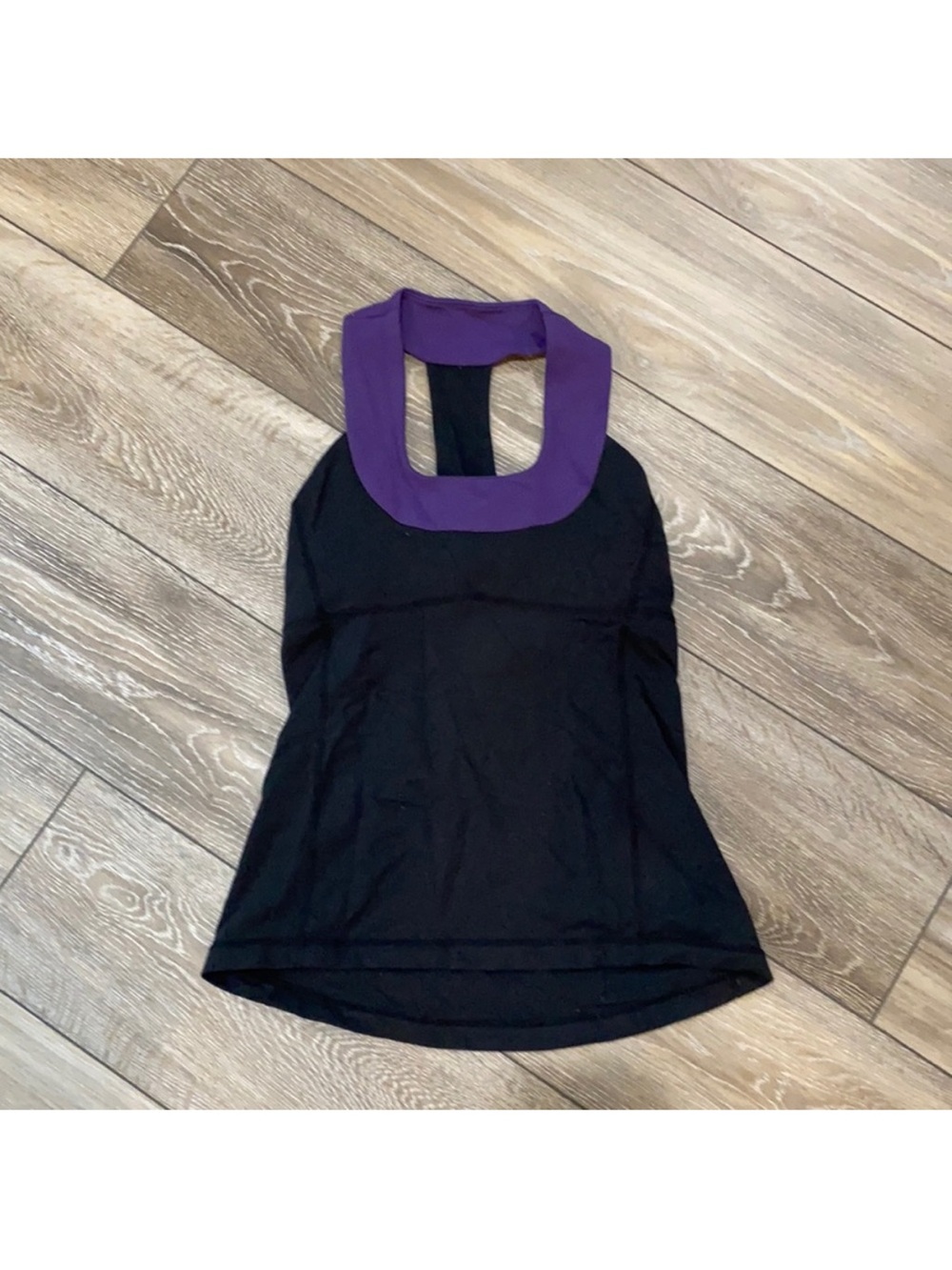 lululemon athletica Black tank with Purple Neckline